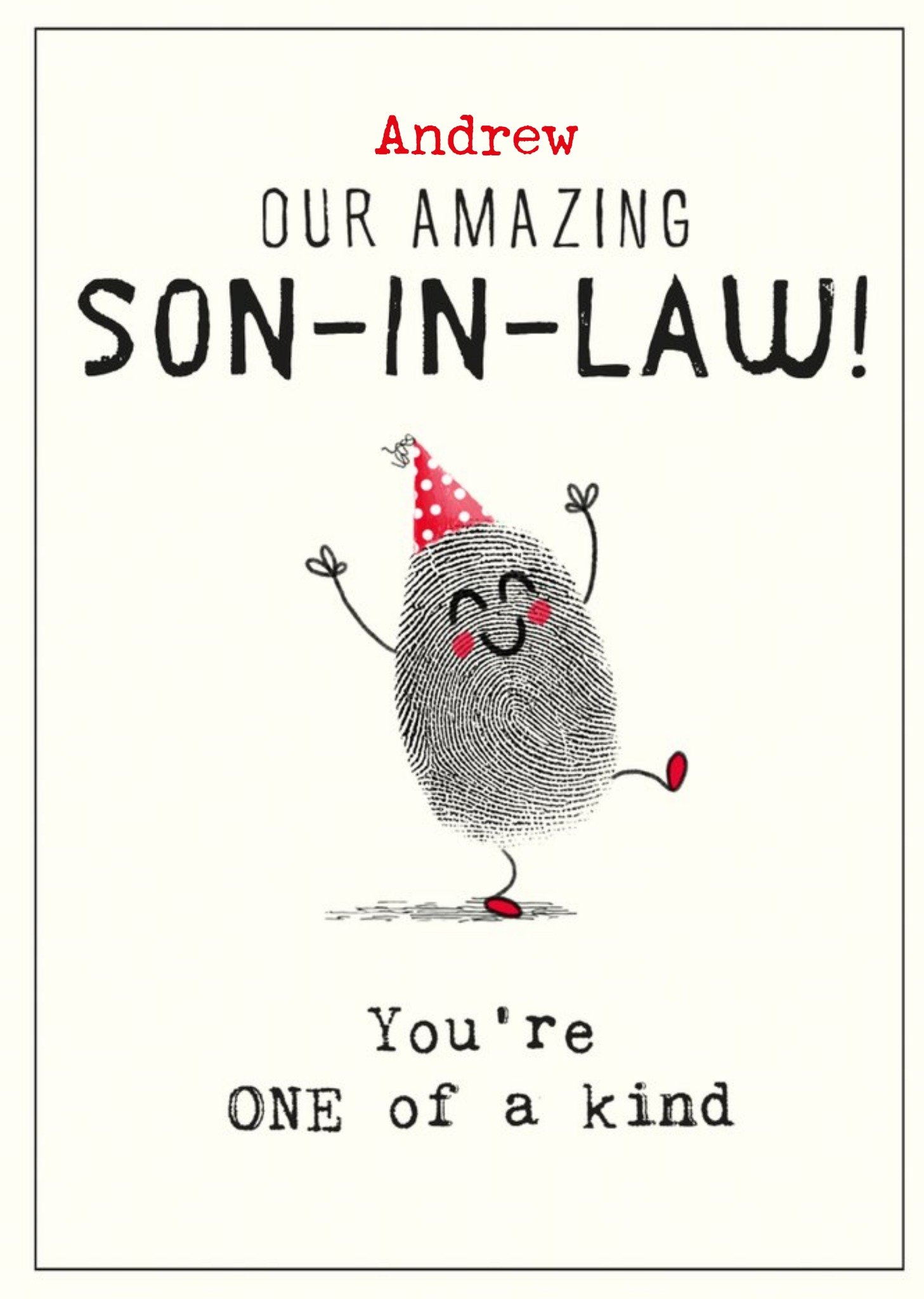 Moonpig Fun Illustration Of A Fingerprint Our Amazing Son In Law You're One Of A Kind Card Ecard
