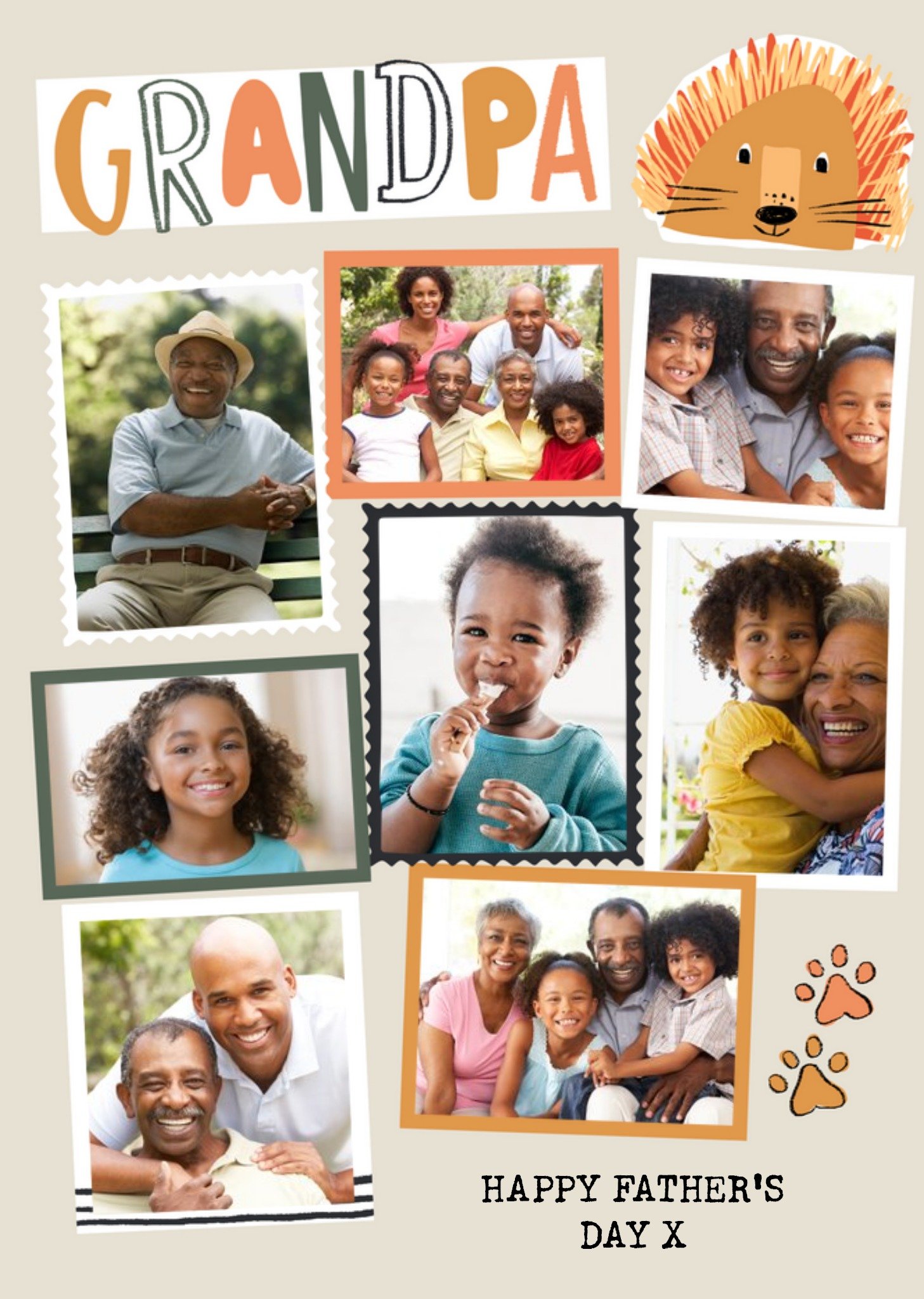 Modern Photo Upload Collage Granpa Happy Father's Day Card Ecard