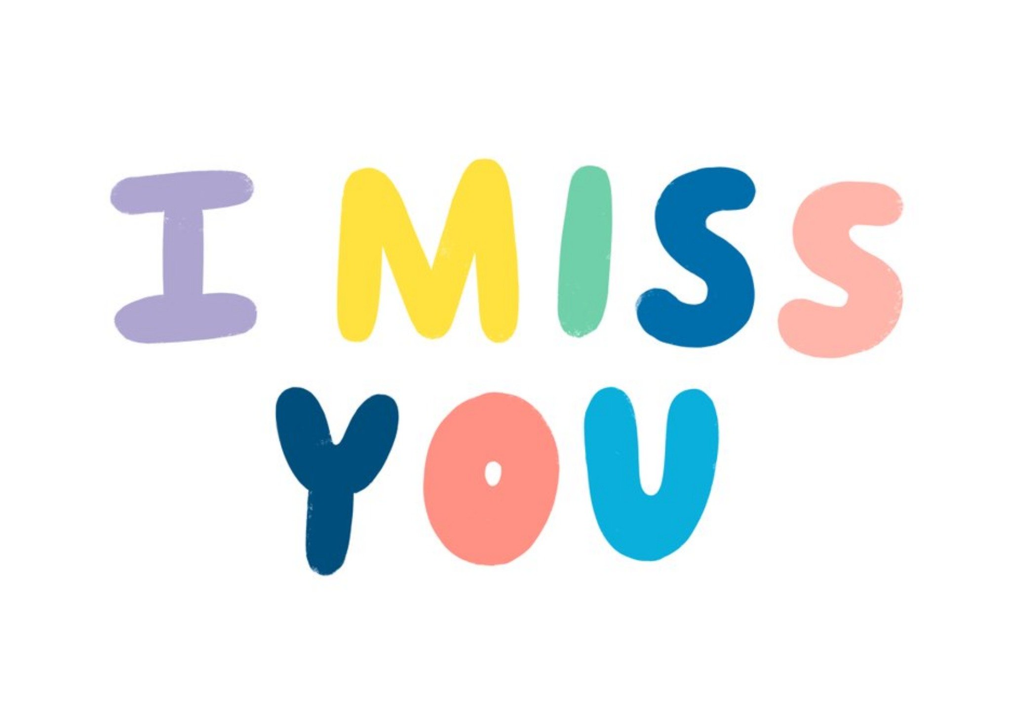 Moonpig Colourful And Bubbly Typography I Miss You Card, Large