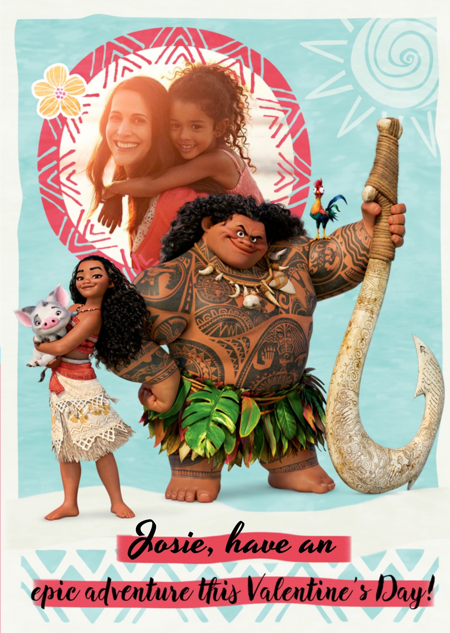 Disney Moana Personalised Happy Valentine's Day Photo Card Ecard