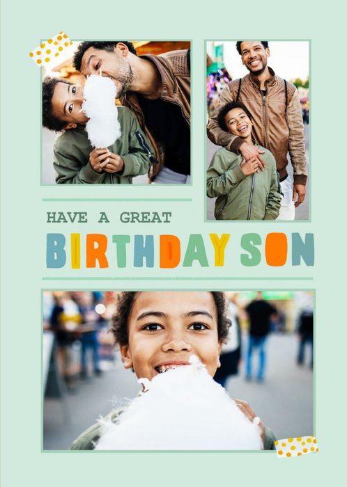 Have A Great Birthday Son Cute Photo Upload Card