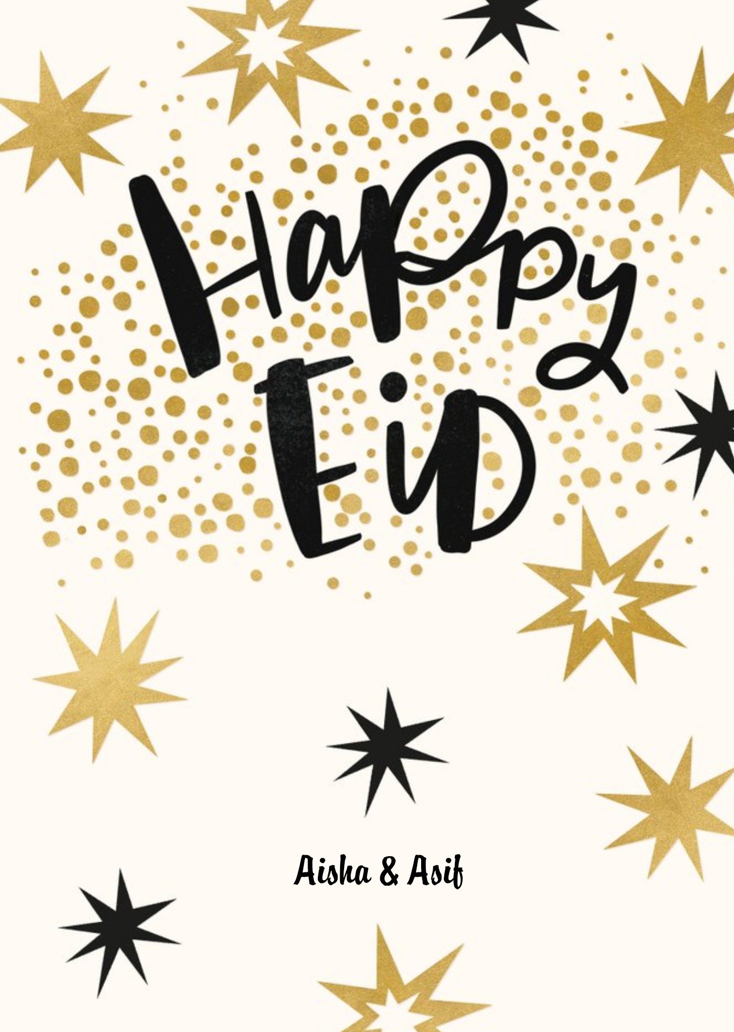 Editable Gold Stars Eid Card Ecard