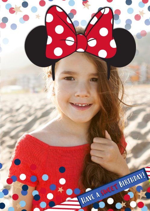Disney Minnie Mouse Ears Birthday Photo Upload Card