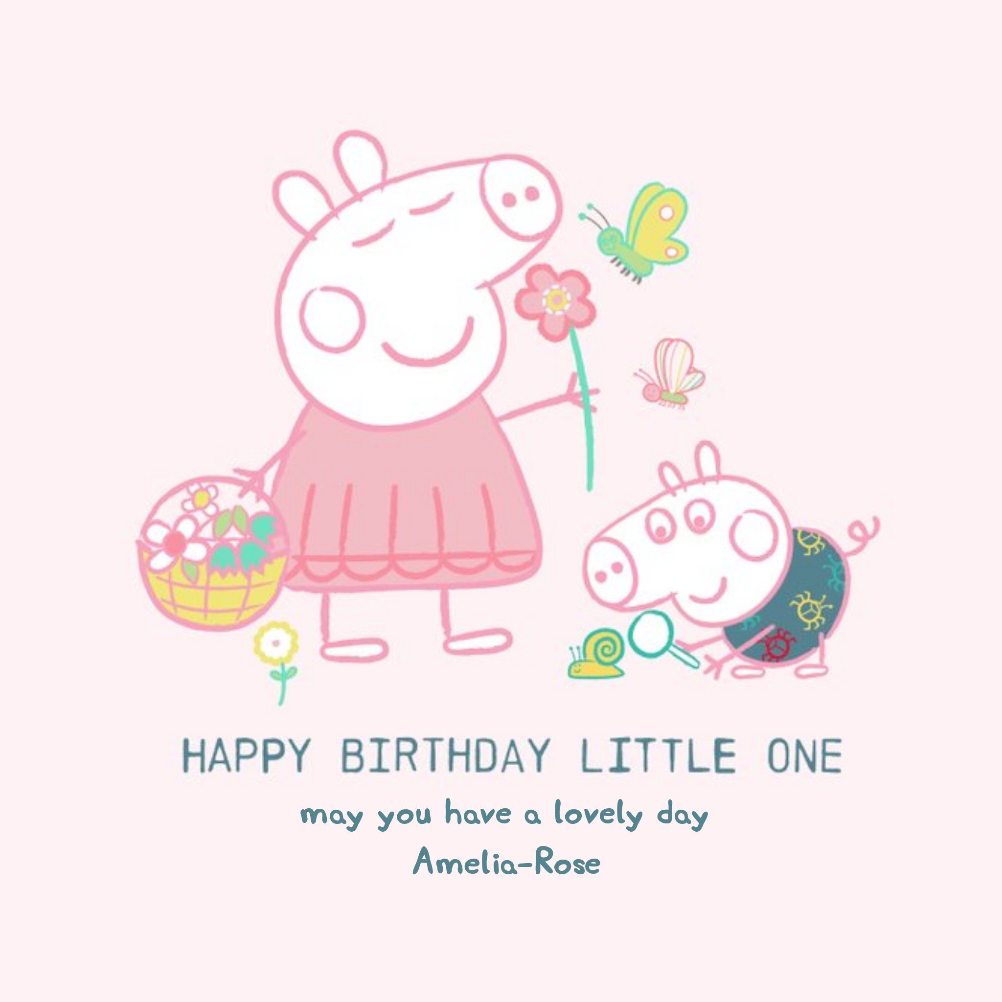 Peppa Pig And George Happy Birthday Little One Birthday Card, Square