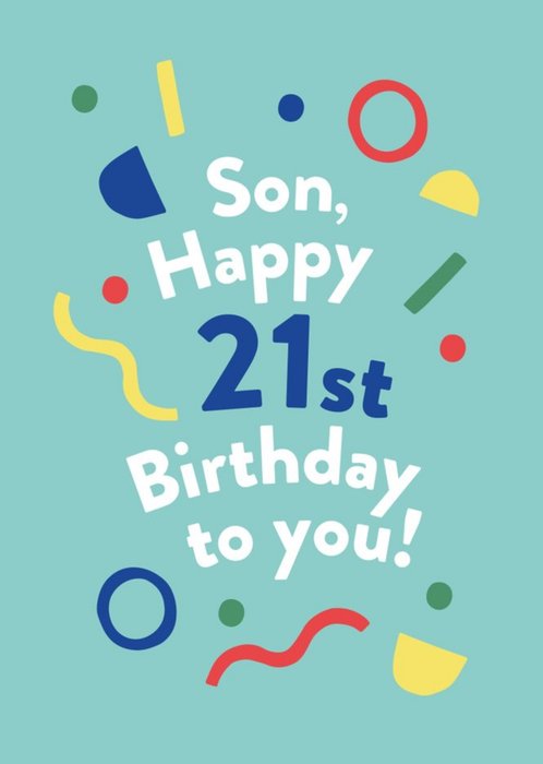 Illustrated Modern Asbtract Design Son Happy 21st Birthday To You Card ...