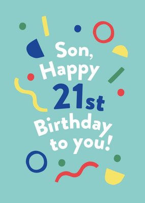Illustrated Modern Asbtract Design Son Happy 21st Birthday To You Card