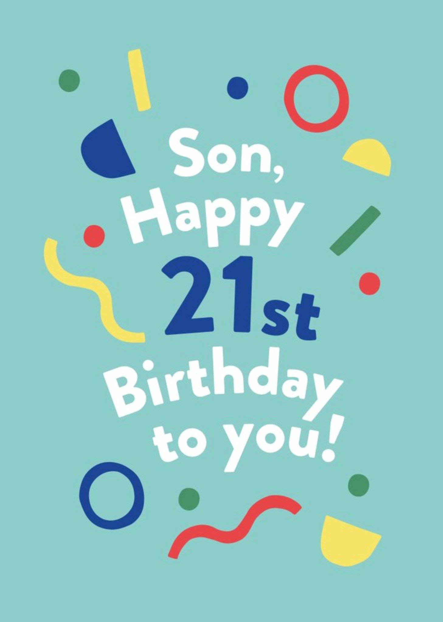 Moonpig Illustrated Modern Asbtract Design Son Happy 21st Birthday To You Card, Large