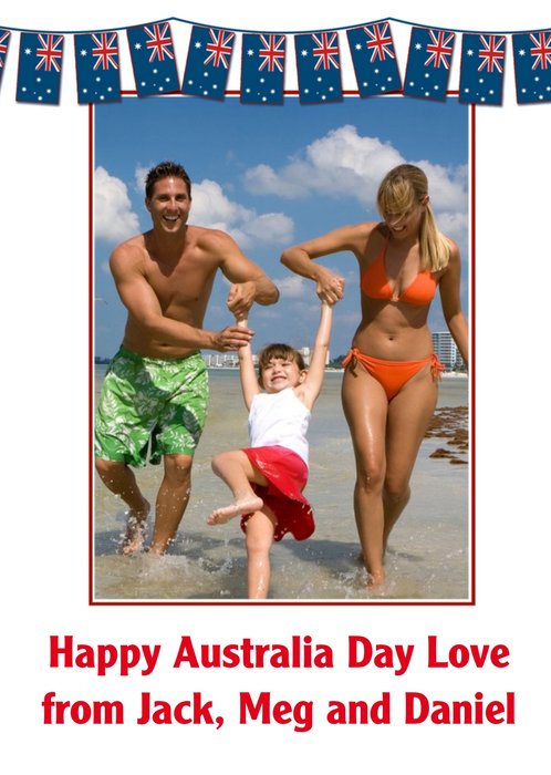 Banner Of Flags Personalised Photo Upload Happy Australia Day Card