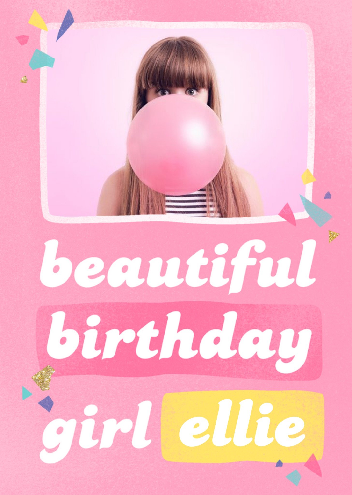 Beautiful Birthday Girl Pink Photo Upload Card Ecard