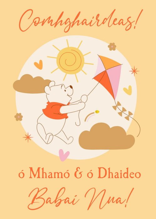 Winnie The Pooh Comhghairdeas New Grandparents Personalised Card