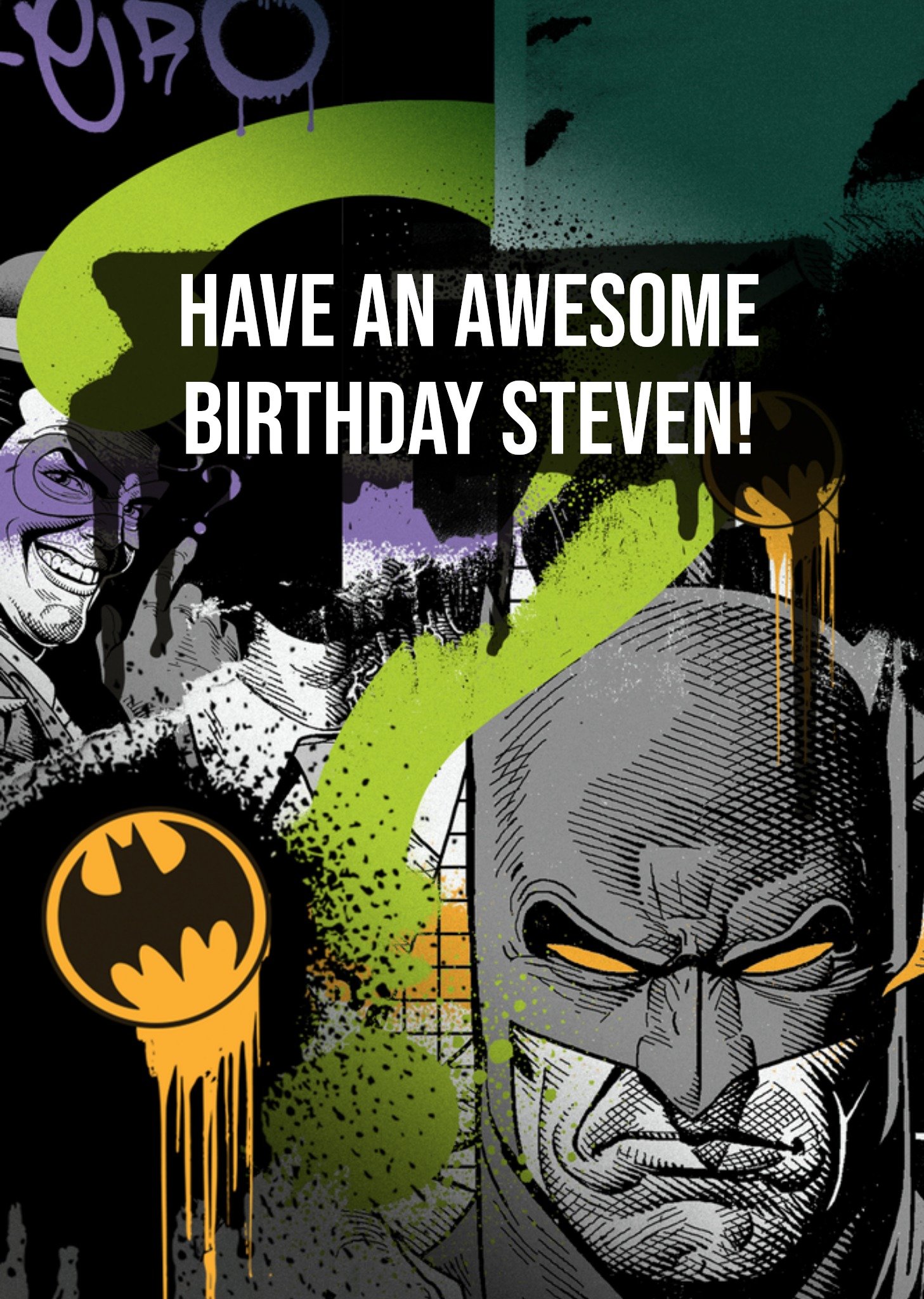 Batman Comic Book Batman Have An Awesome Birthday Personalised Card, Large
