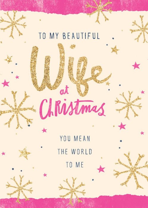 Glitter Effect Wife At Christmas Card