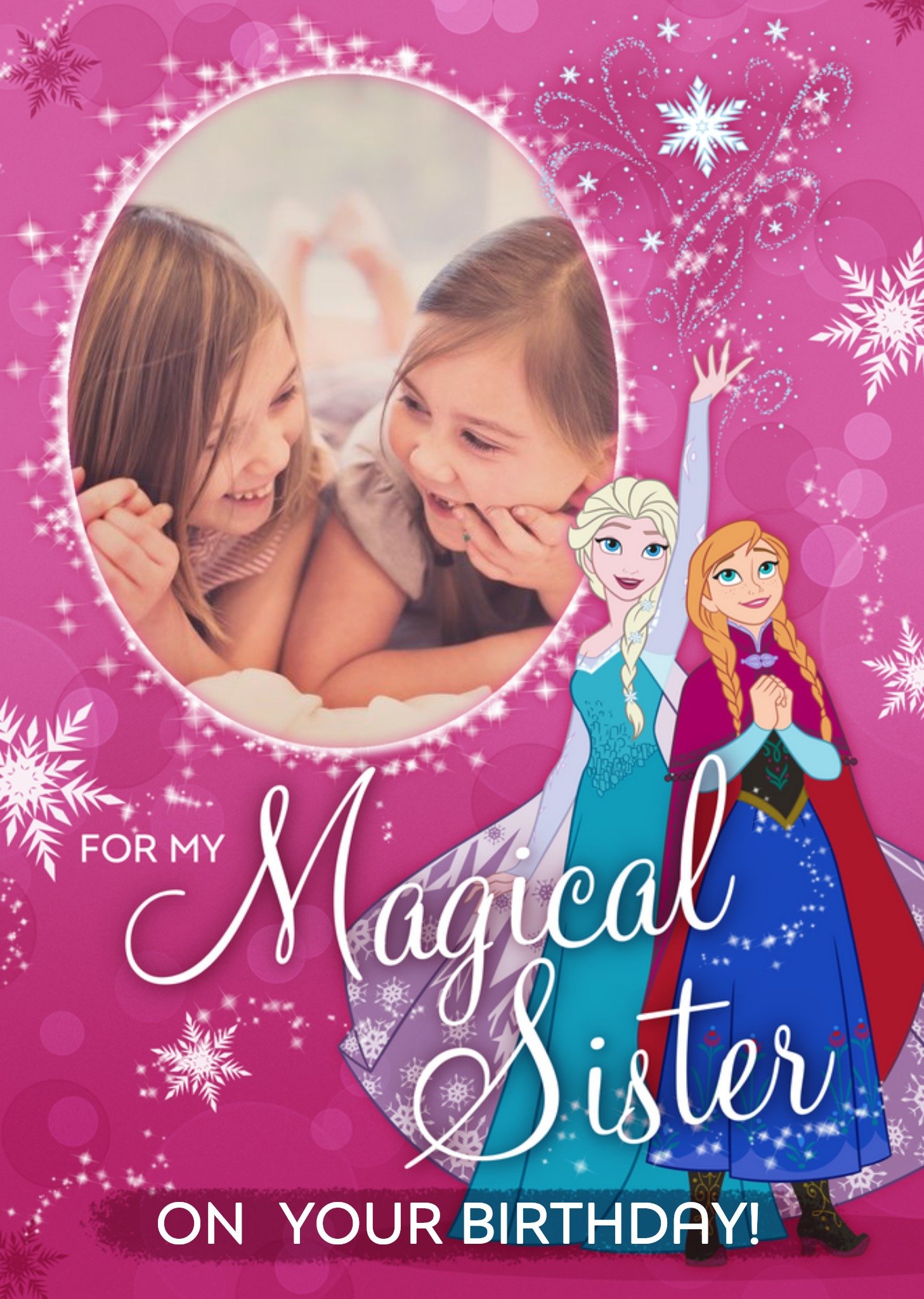 Disney Frozen Magical Sister Birthday Photo Upload Card, Large