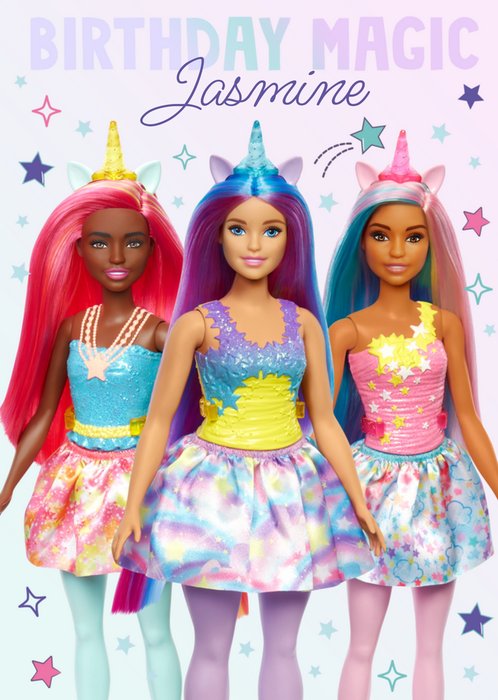 Barbie Doll Unicorns Fun Birthday Magic Card
