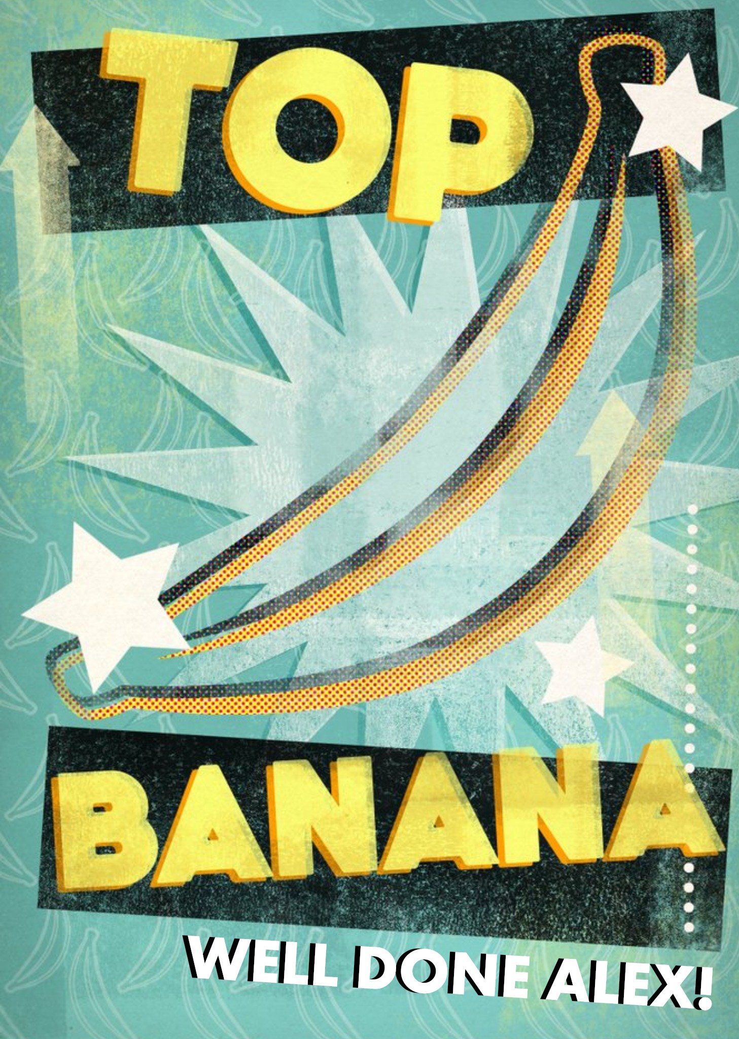 Moonpig Top Banana And Stars Personalised Well Done Card, Large
