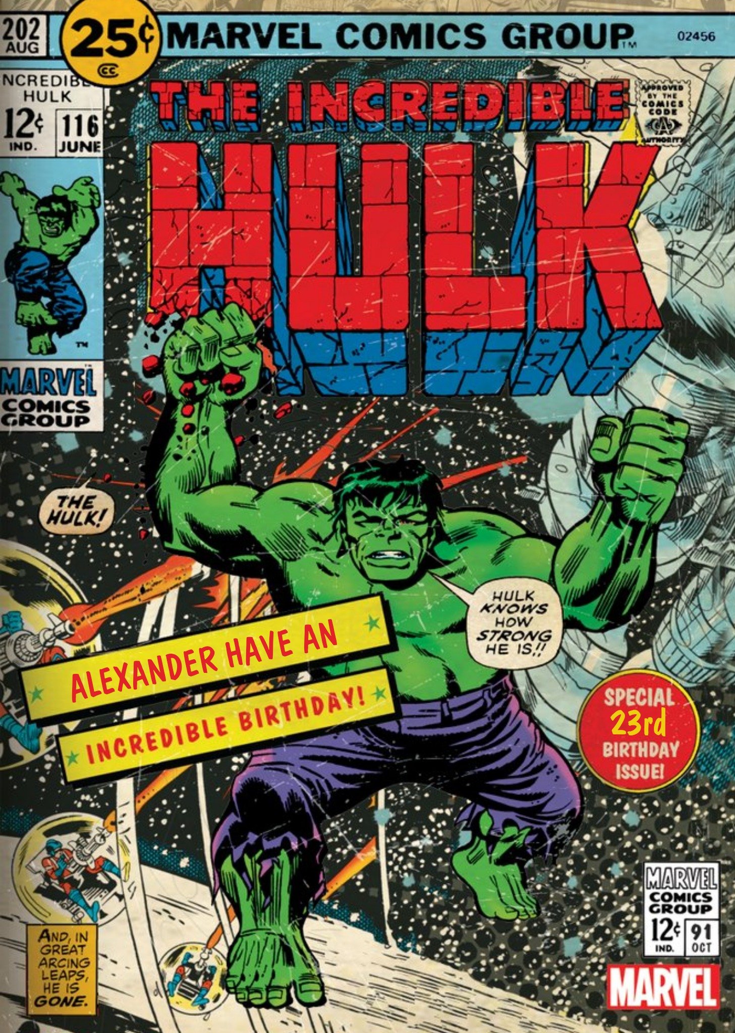Marvel The Incredible Hulk Birthday Card, Large