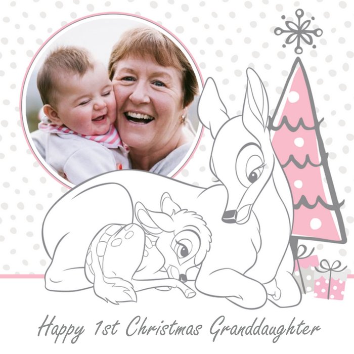 Disney Bambi Personalised Photo Upload Christmas Card For Granddaughter