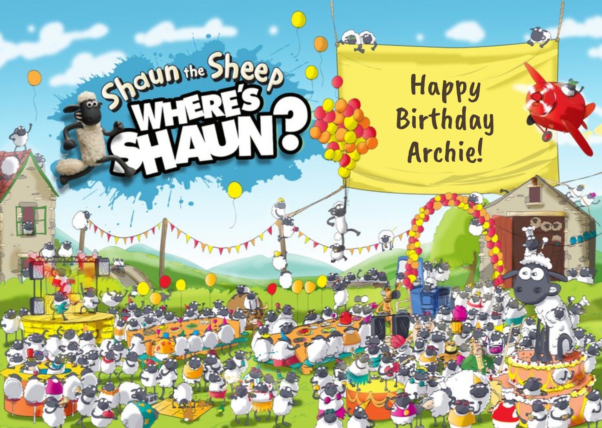 Other Shaun The Sheep Where's Shaun Birthday Card, Large