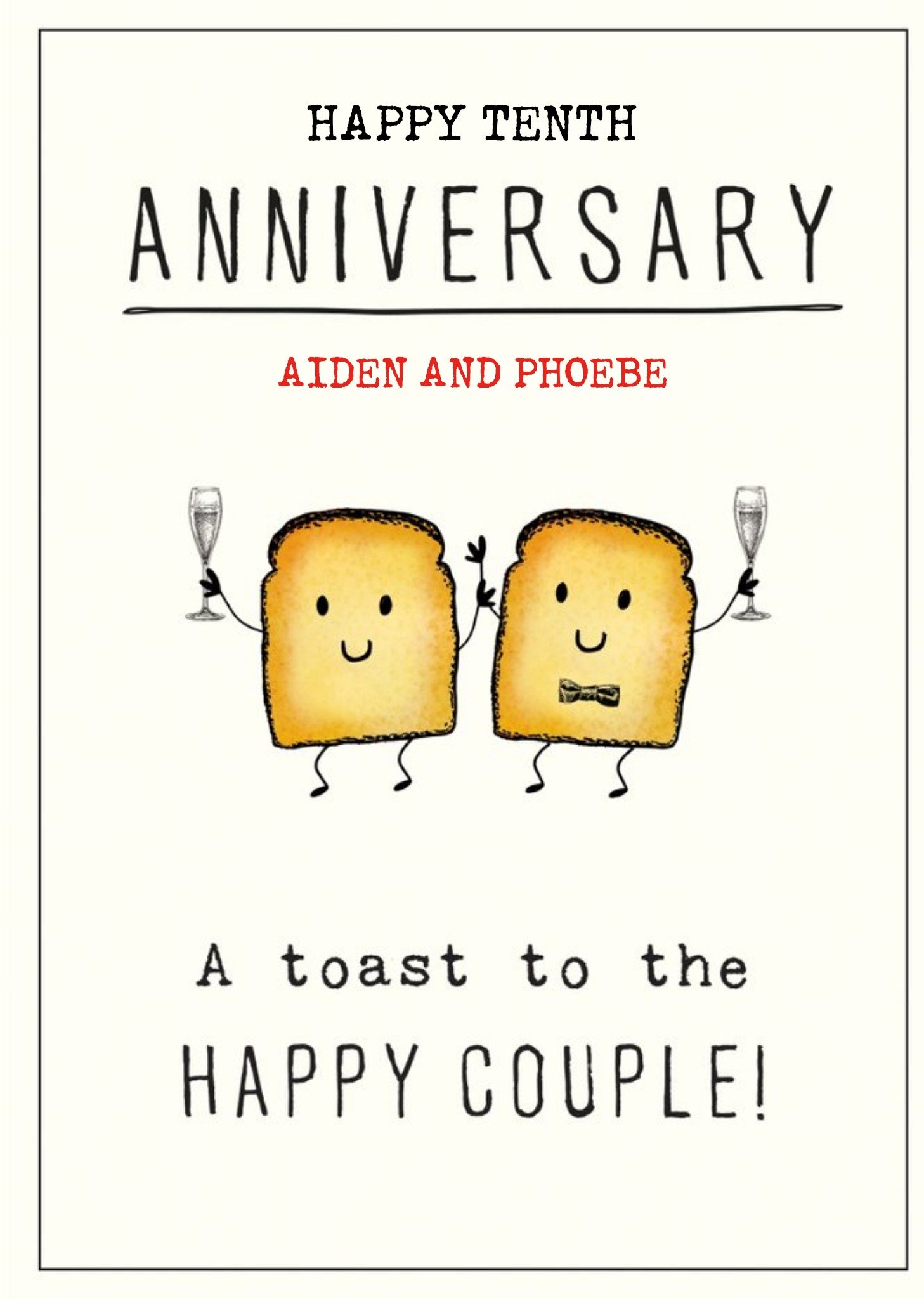Moonpig Cute Illustrative Champagne Toast Anniversary Pun Card, Large