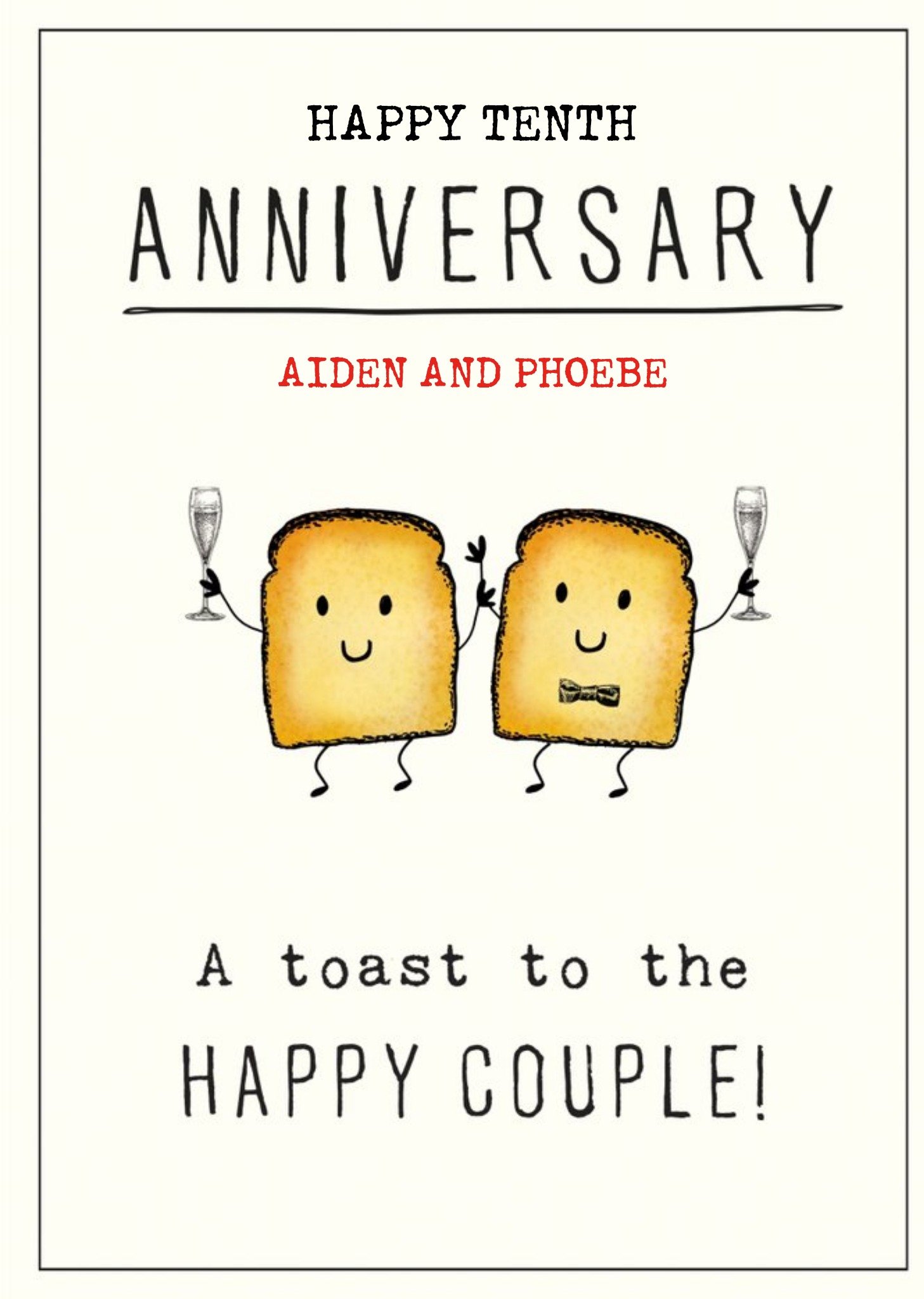 Cute Illustrative Champagne Toast Anniversary Pun Card Ecard