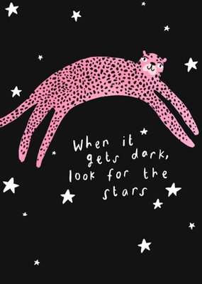 Look For The Stars Pink Cheetah Card