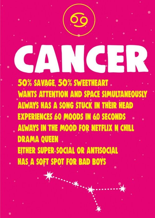 Cheeky Chops Cancer Star Sign Birthday Card