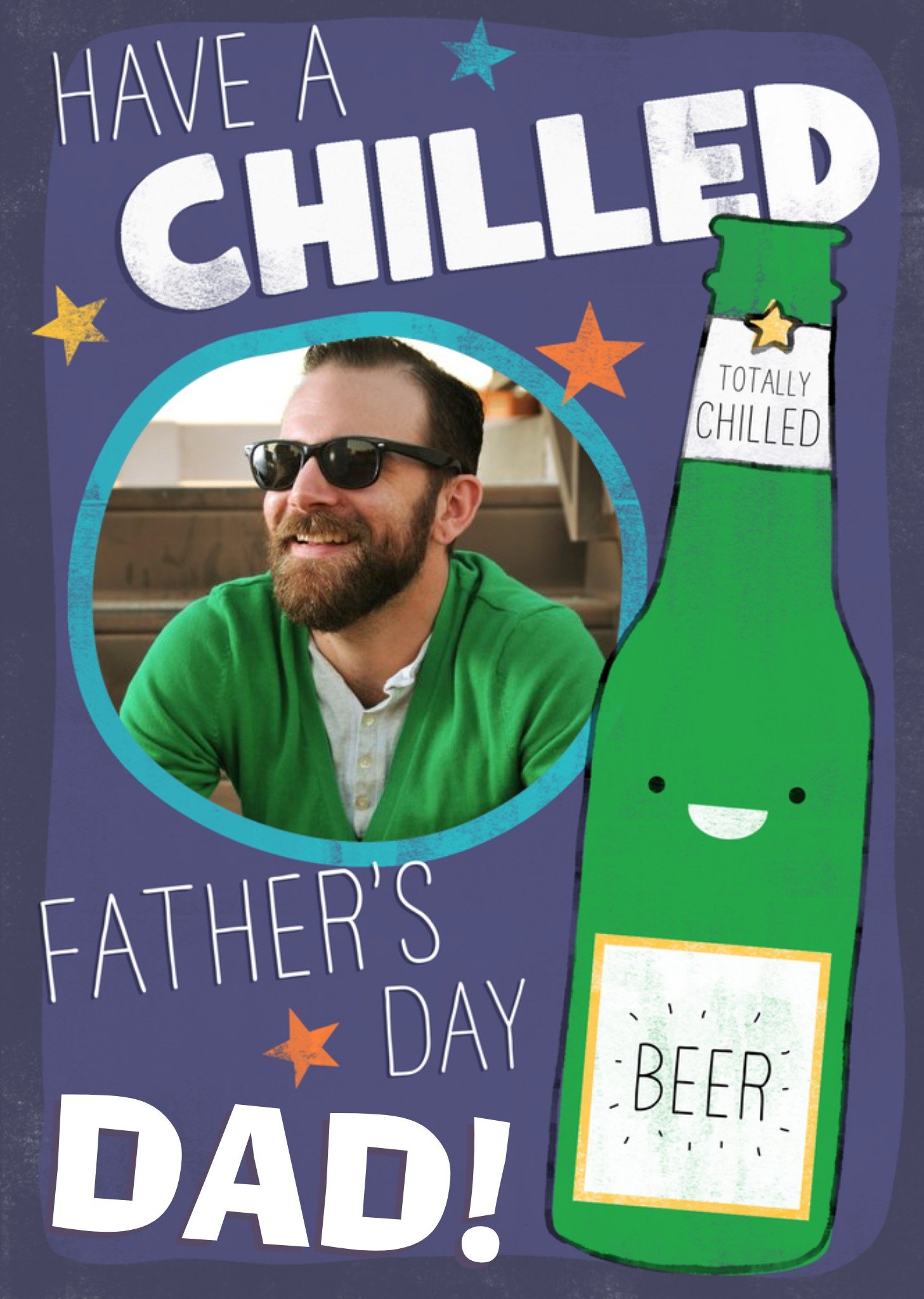 Moonpig Totally Chilled Beer Personalised Photo Upload Happy Father's Day Card, Large
