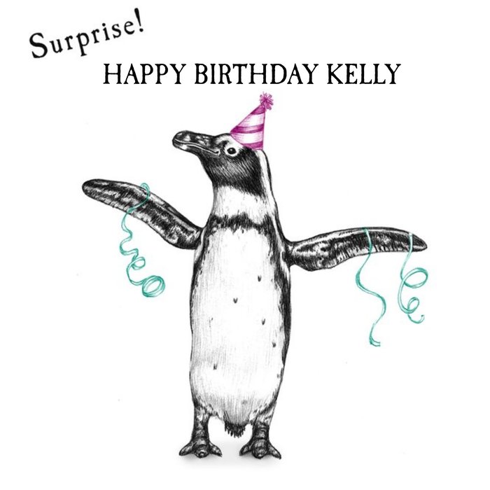 Illustrated Penguin Surprise Birthday Card Moonpig