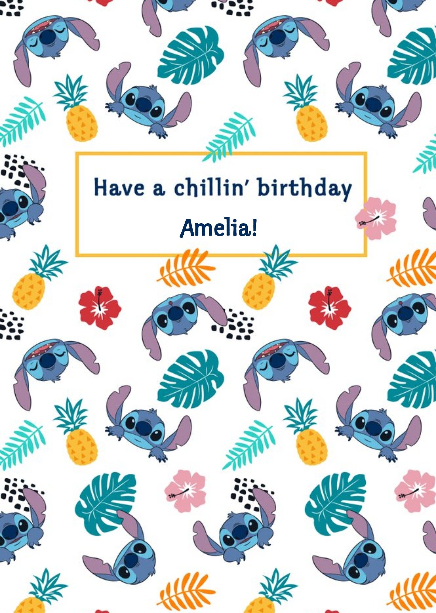 Disney Luxe Have A Chillin Birthday Stitch Pattern Card Ecard