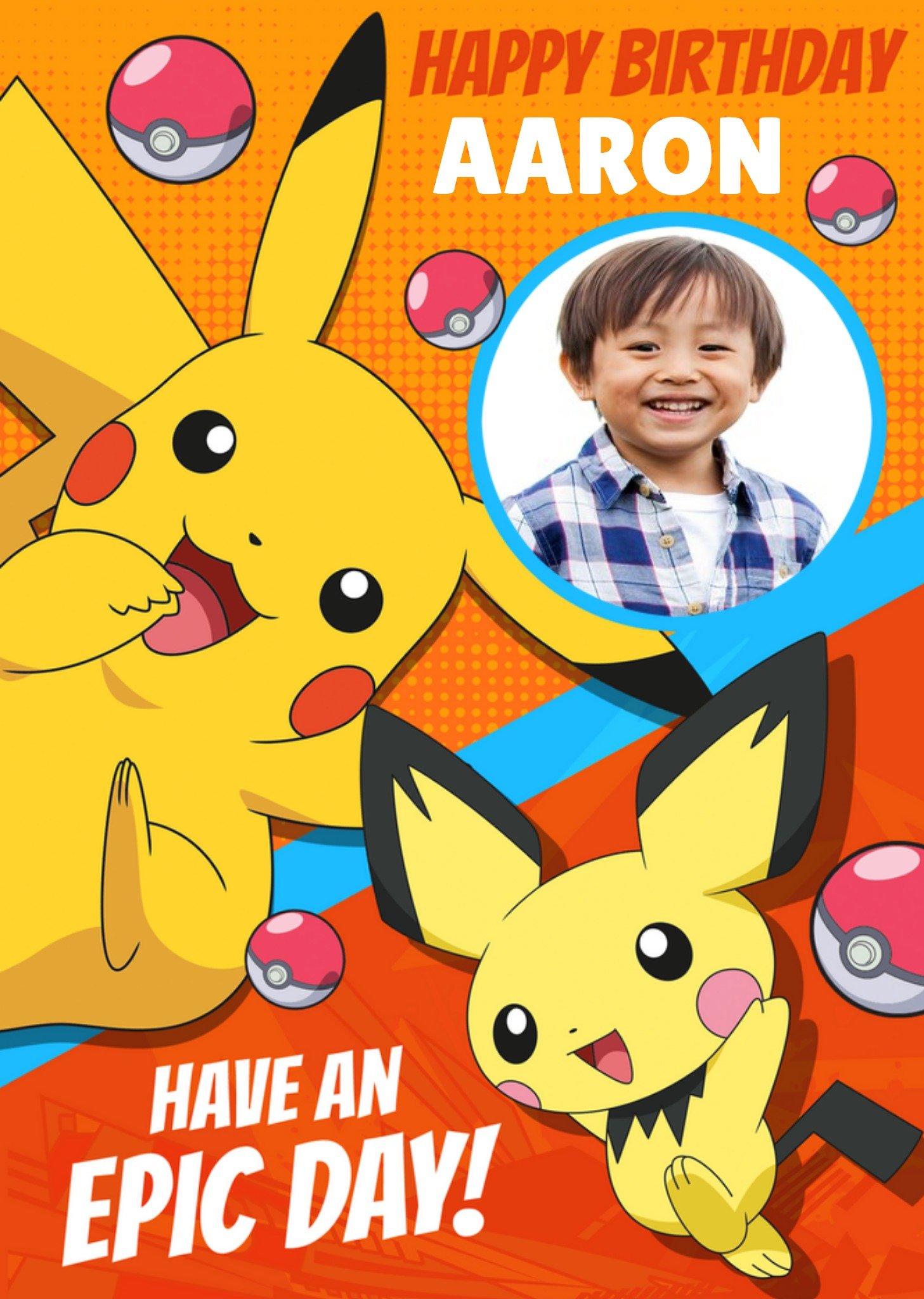 Pokemon Pikachu Photo Upload Birthday Card, Large