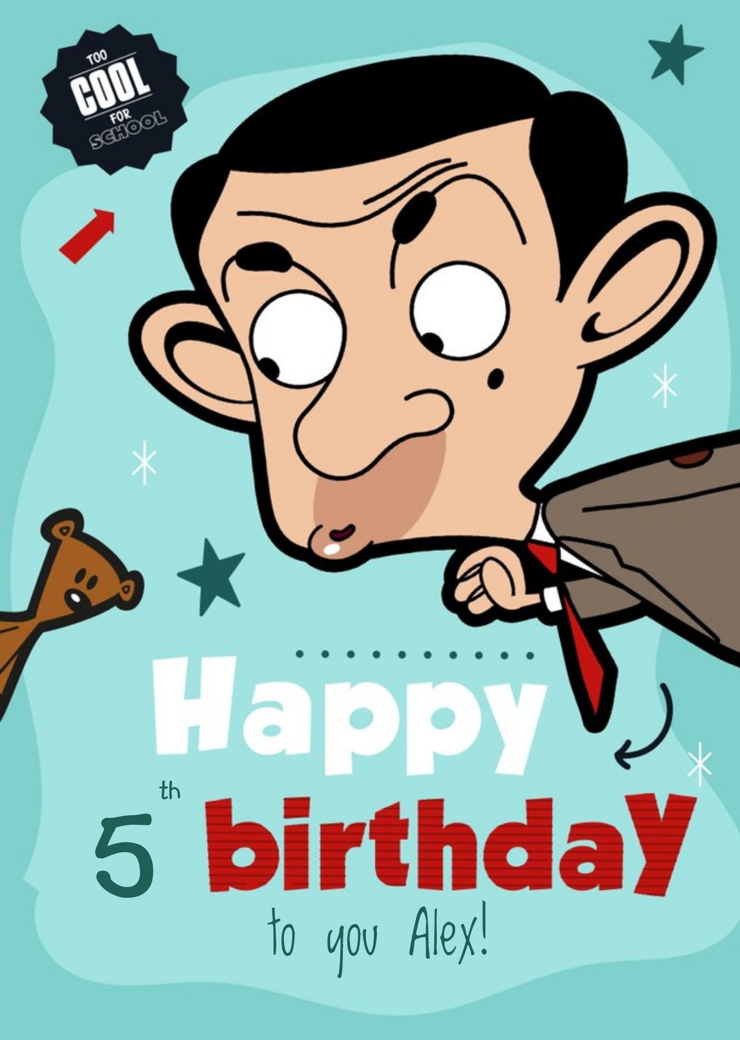 Moonpig Mr Bean Illustrated 5th Birthday Card Ecard