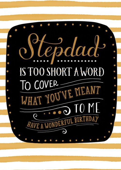 GUK Black and Gold Typographic Stepdad Birthday Card