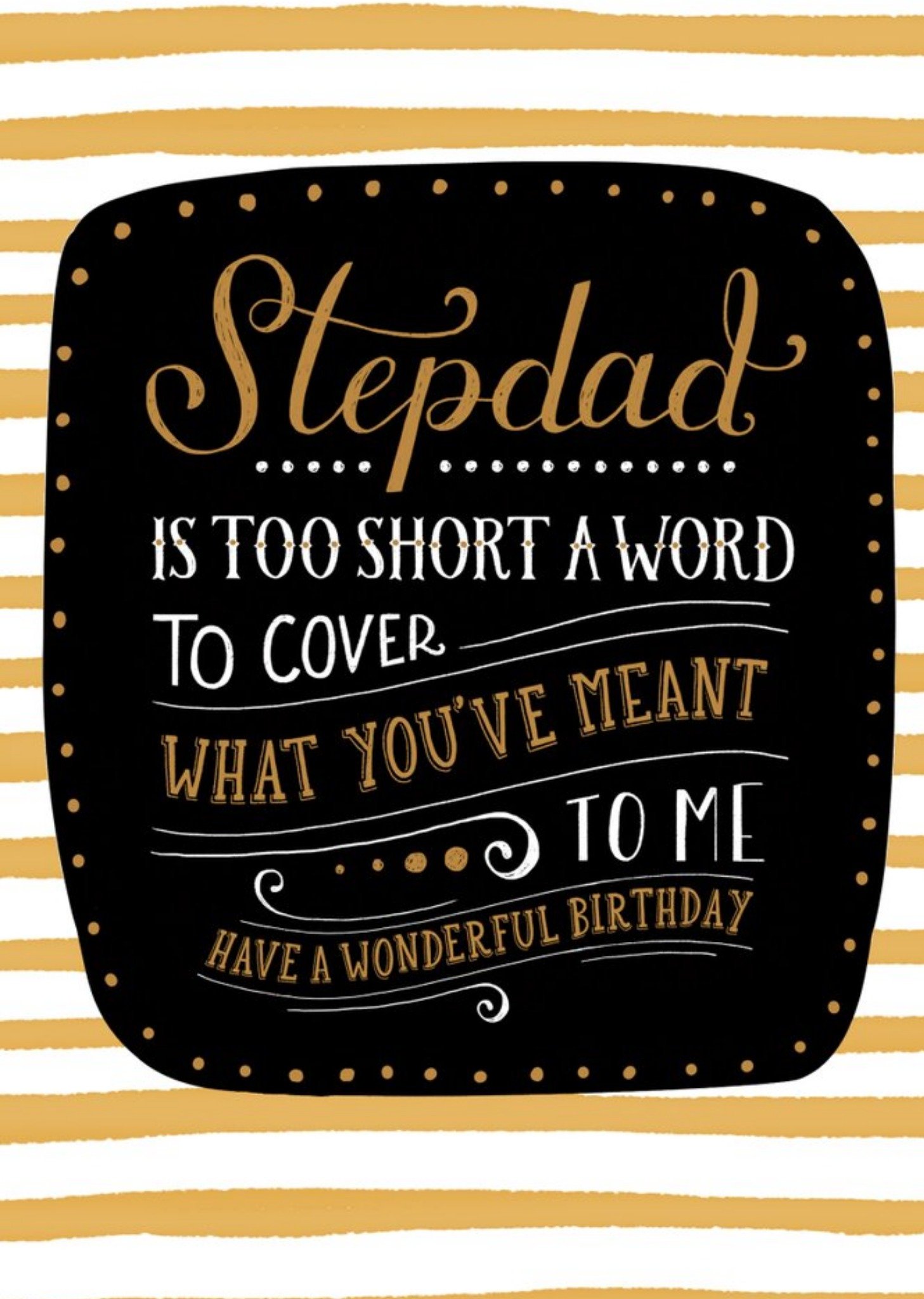 Guk Black And Gold Typographic Stepdad Birthday Card Ecard