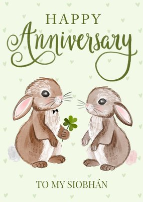 Cute Illustrated Bunnies Anniversary Card