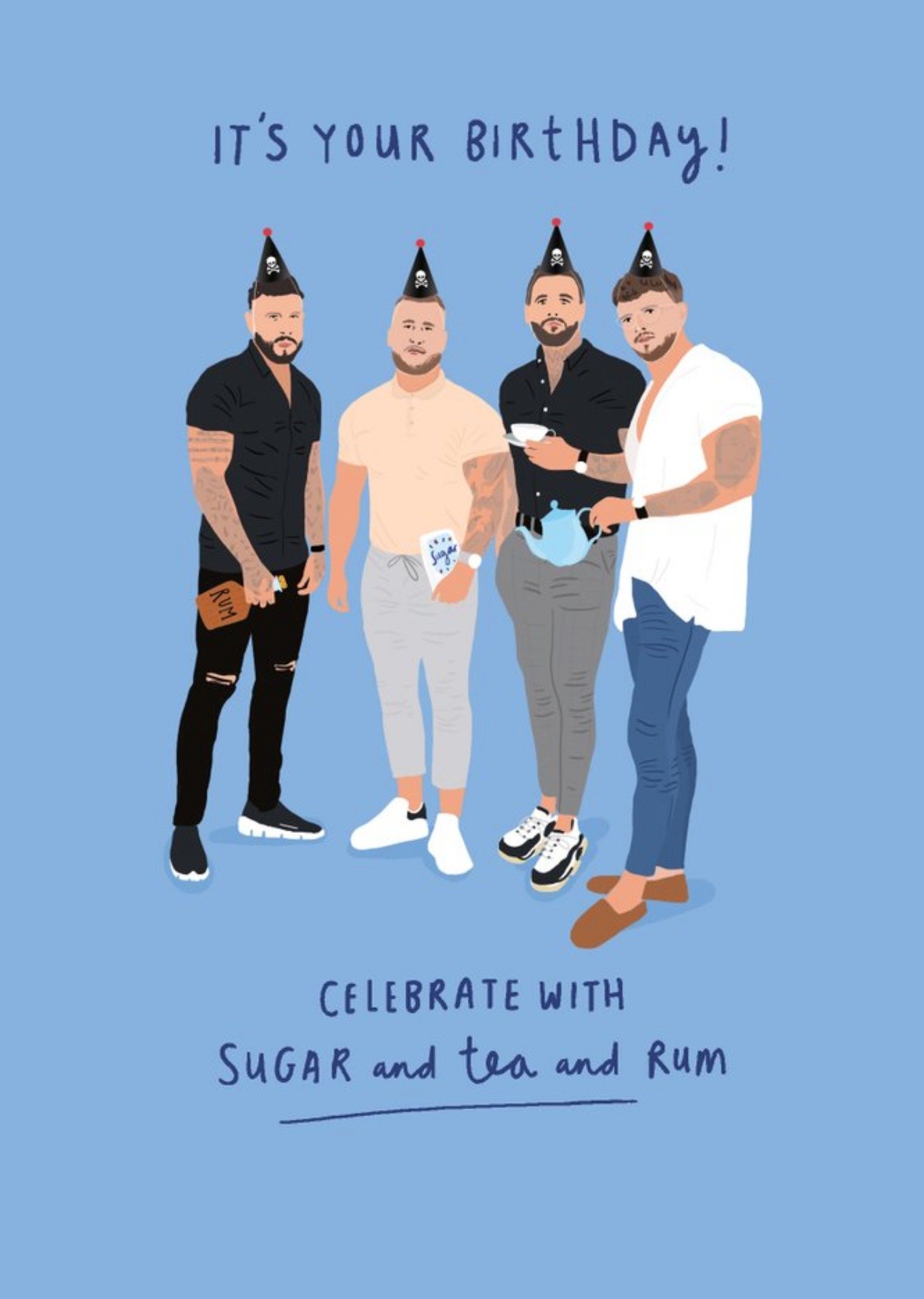 Moonpig Its Your Birthday Celebrate With Sugar And Tea And Rum Card, Large