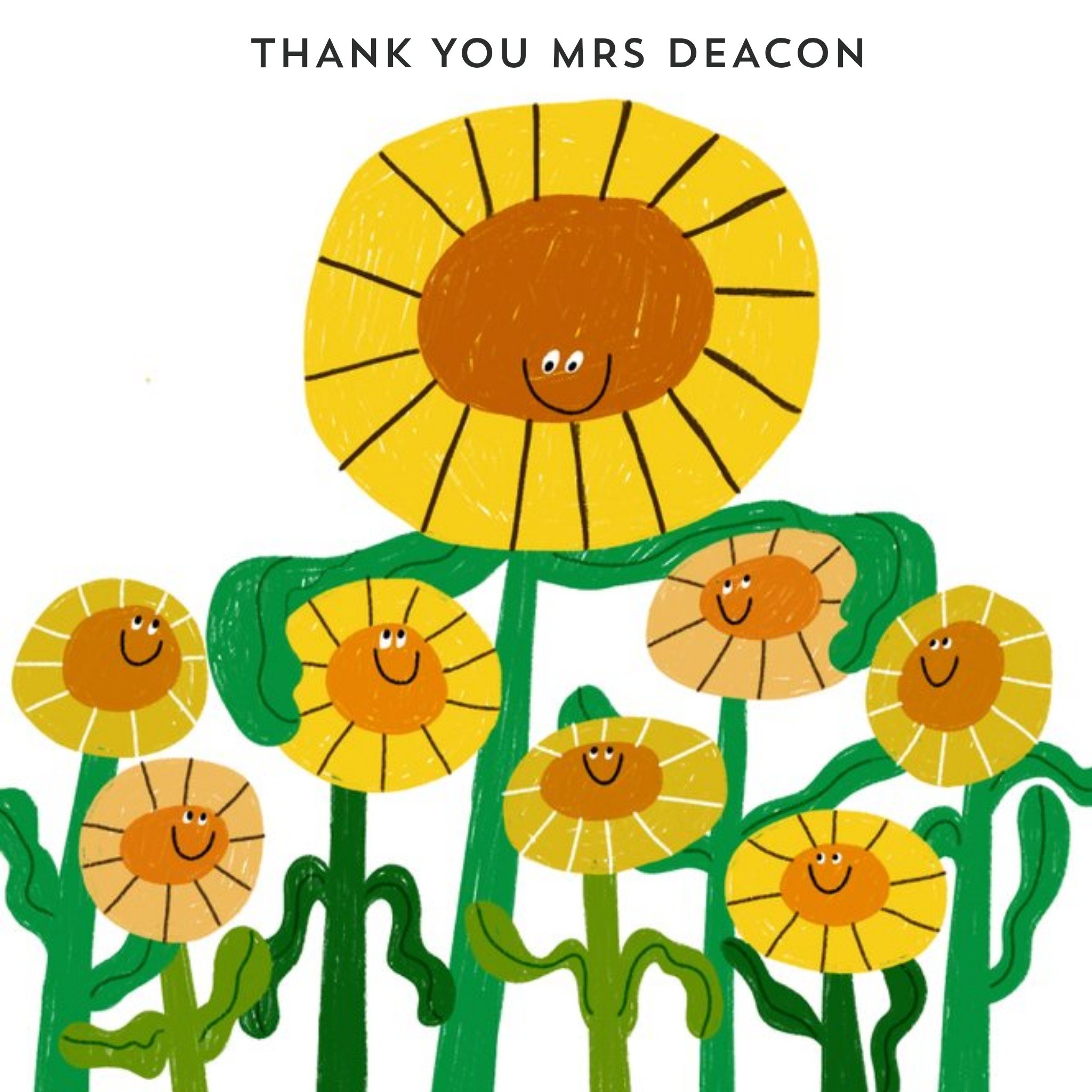 Sunflowers Illustration Thank You Teacher Card, Square