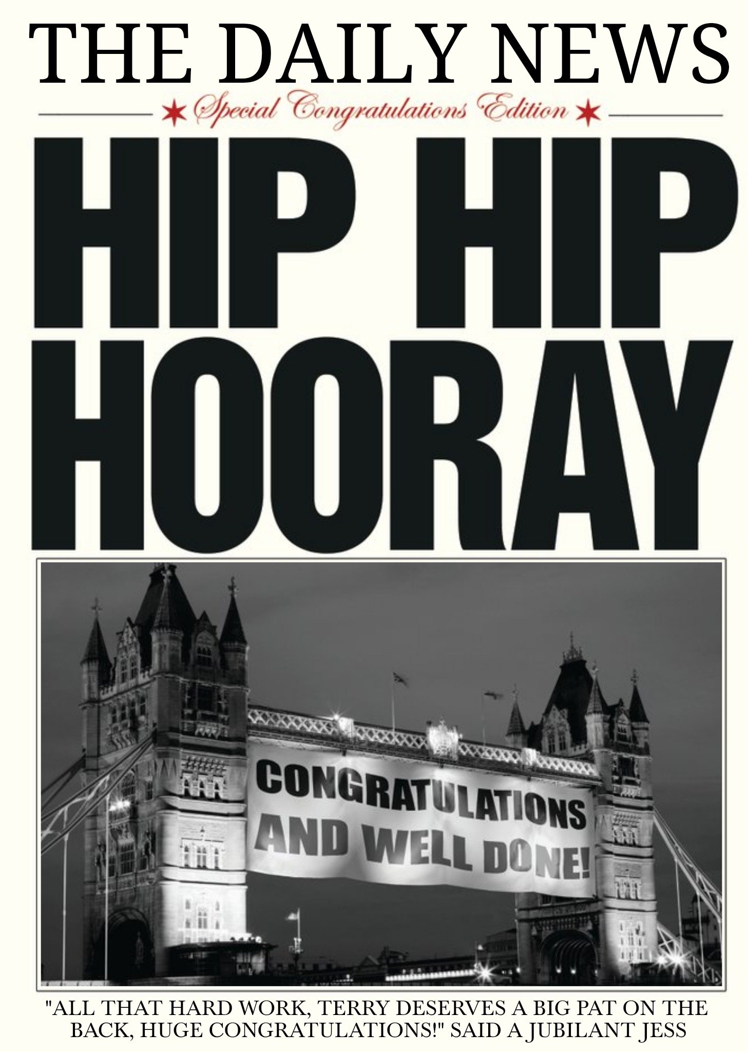 The Daily News Hip Hip Hooray Personalised Caption Card Ecard