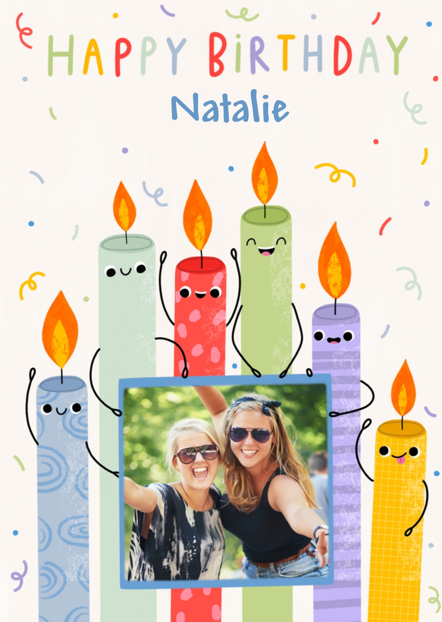 Cute Smiley Kawaii Style Birthday Candles Photo Upload Card By Jess Moorhouse Ecard