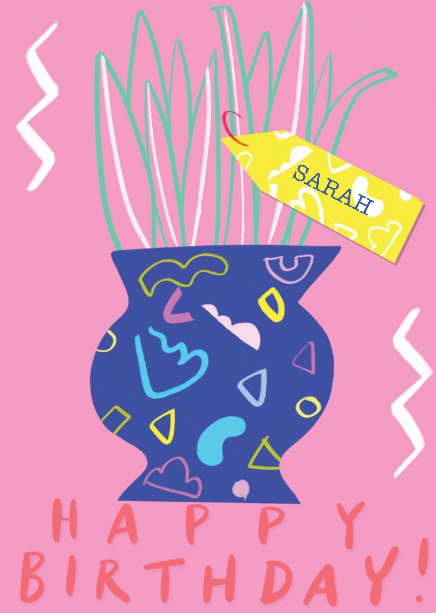 Retro Illustration Of A Plant Pot Birthday Card Ecard