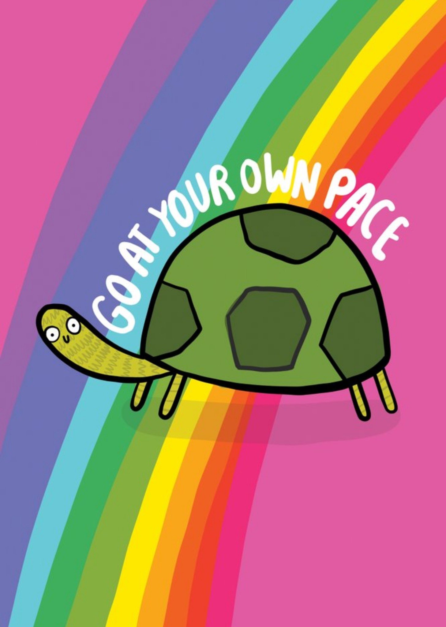 Moonpig Go At Your Own Pace Turtle Rainbow Card, Large