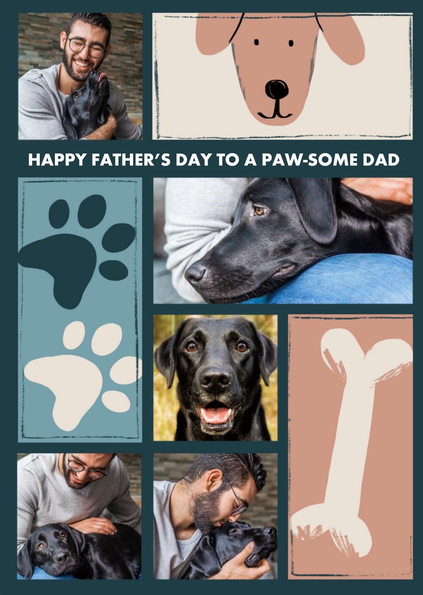 Moonpig Pawsome Dad From The Pet Photo Upload Father's Day Card, Large