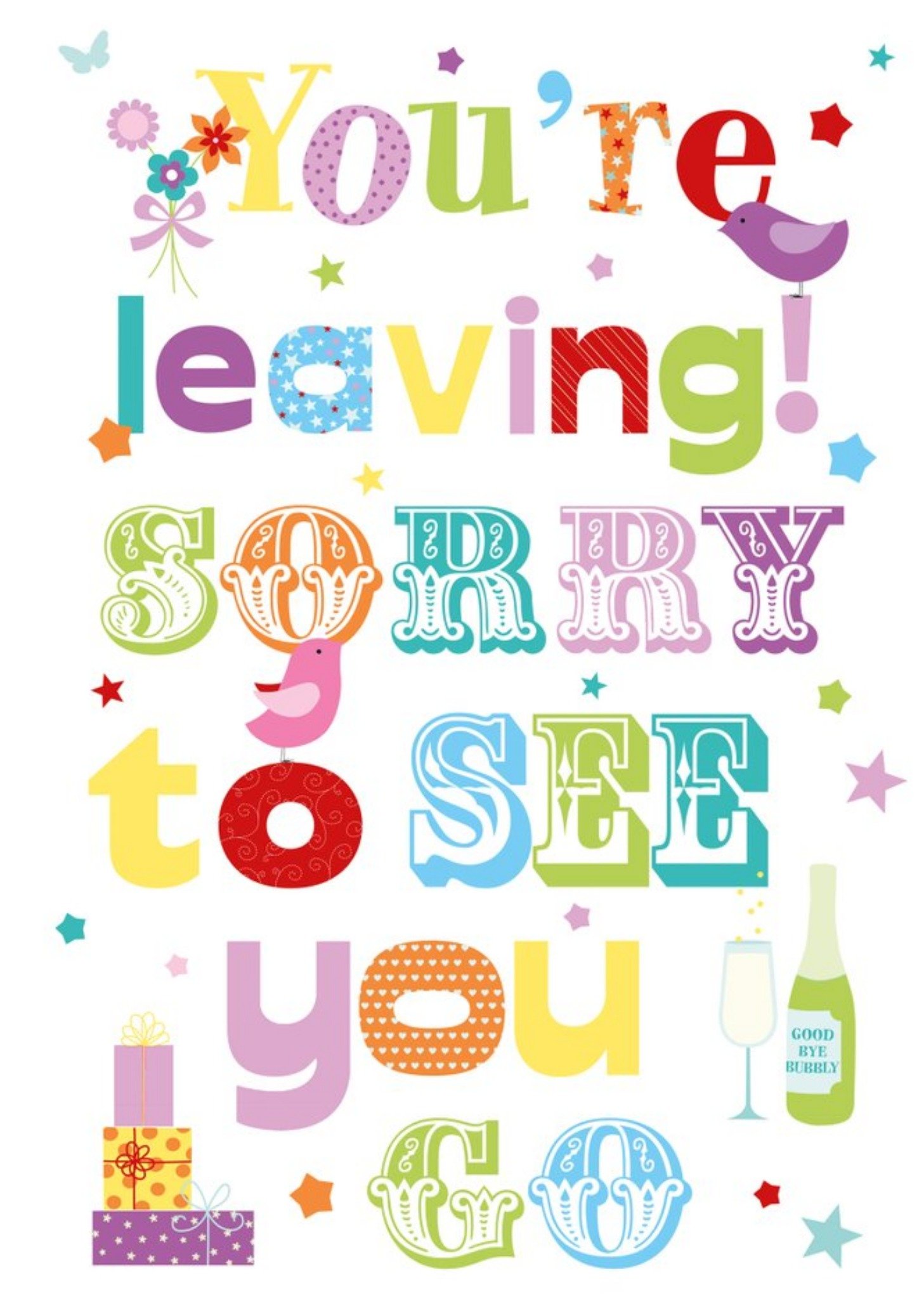 Ukg Colourful Illustrated Typographic You're Leaving Card Ecard