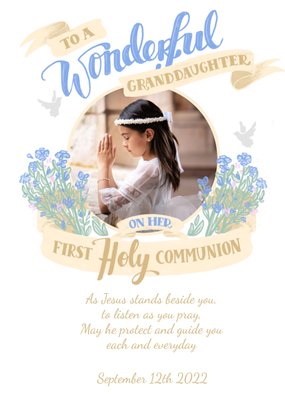 Banner Wonderful Granddaughter Holy Communion Photo Upload Card