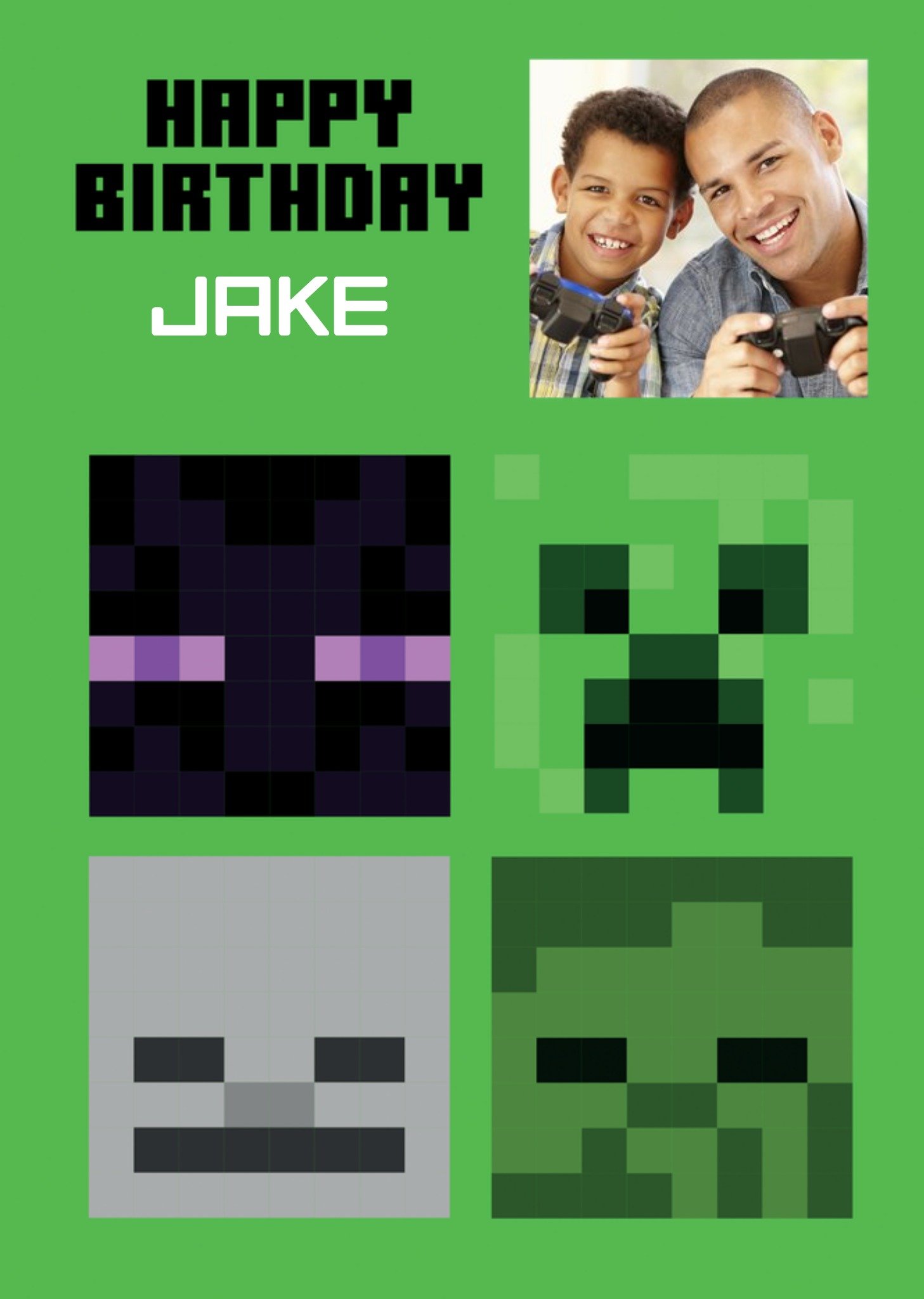 Minecraft Character Heads Photo Upload Birthday Card Ecard