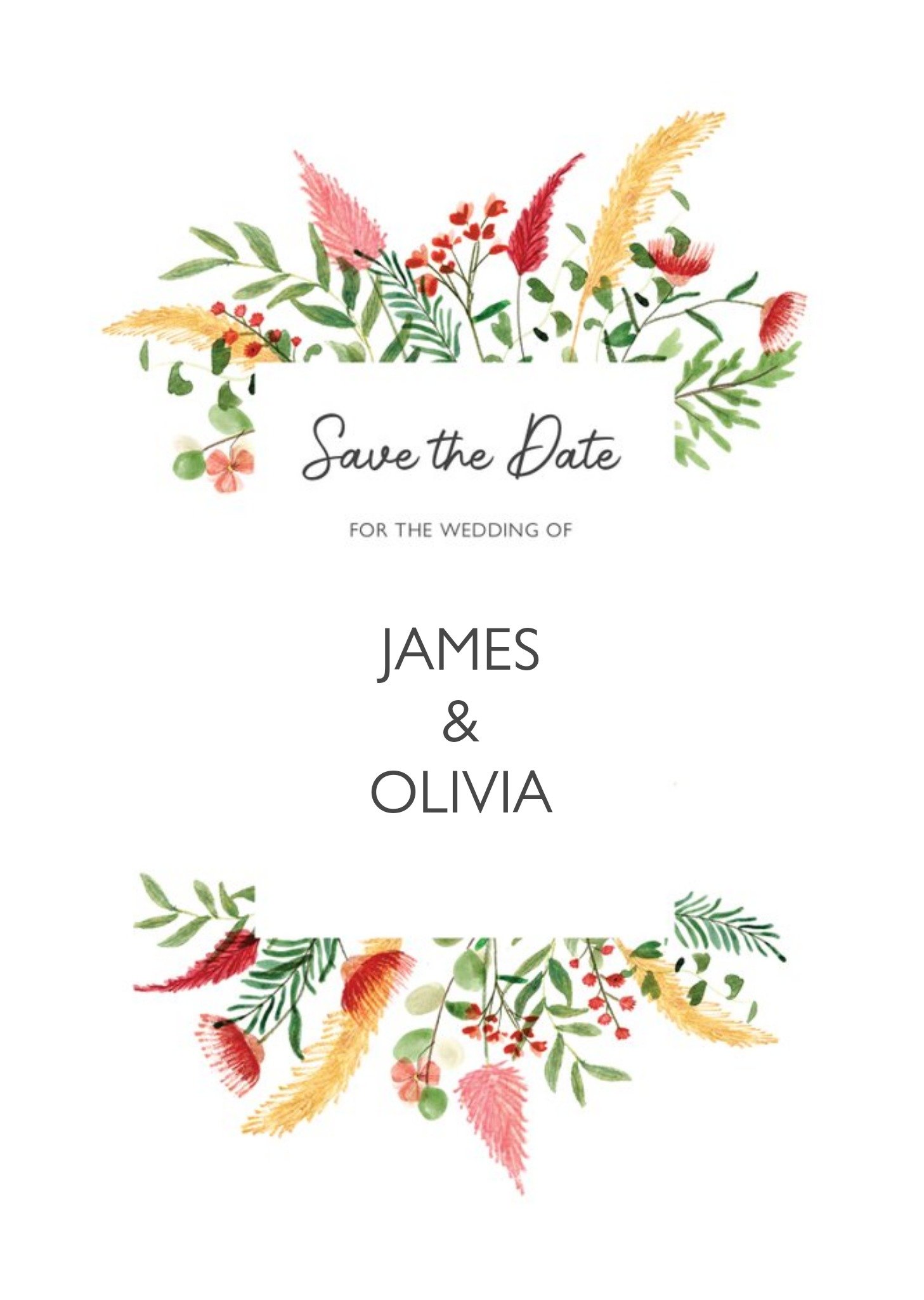 Moonpig Floral Personalised Save The Date Wedding Invitation, Standard Card