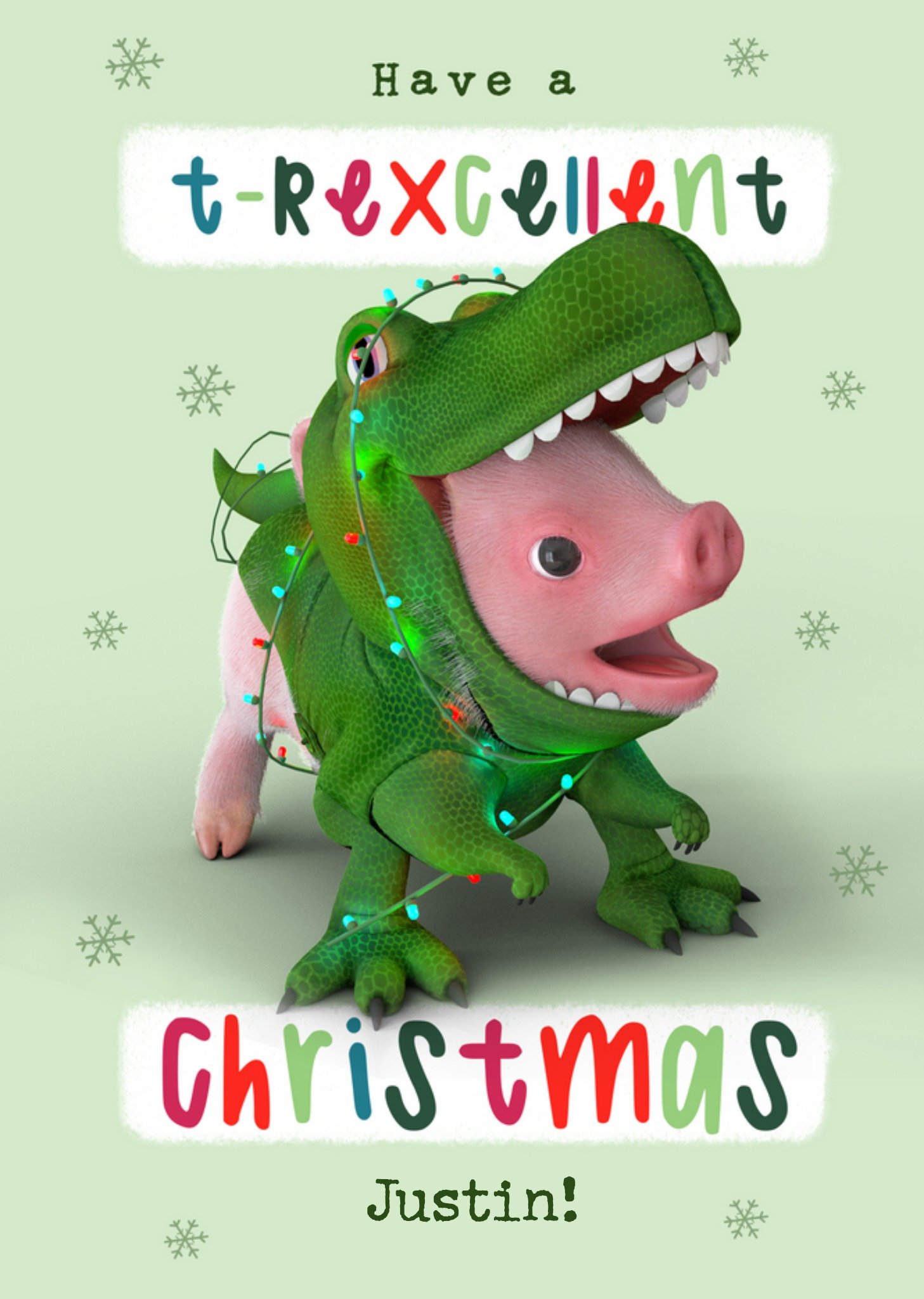 Moonpig Exclusive Playful T-Rexcellent Moonpig Christmas Greetings Card, Large