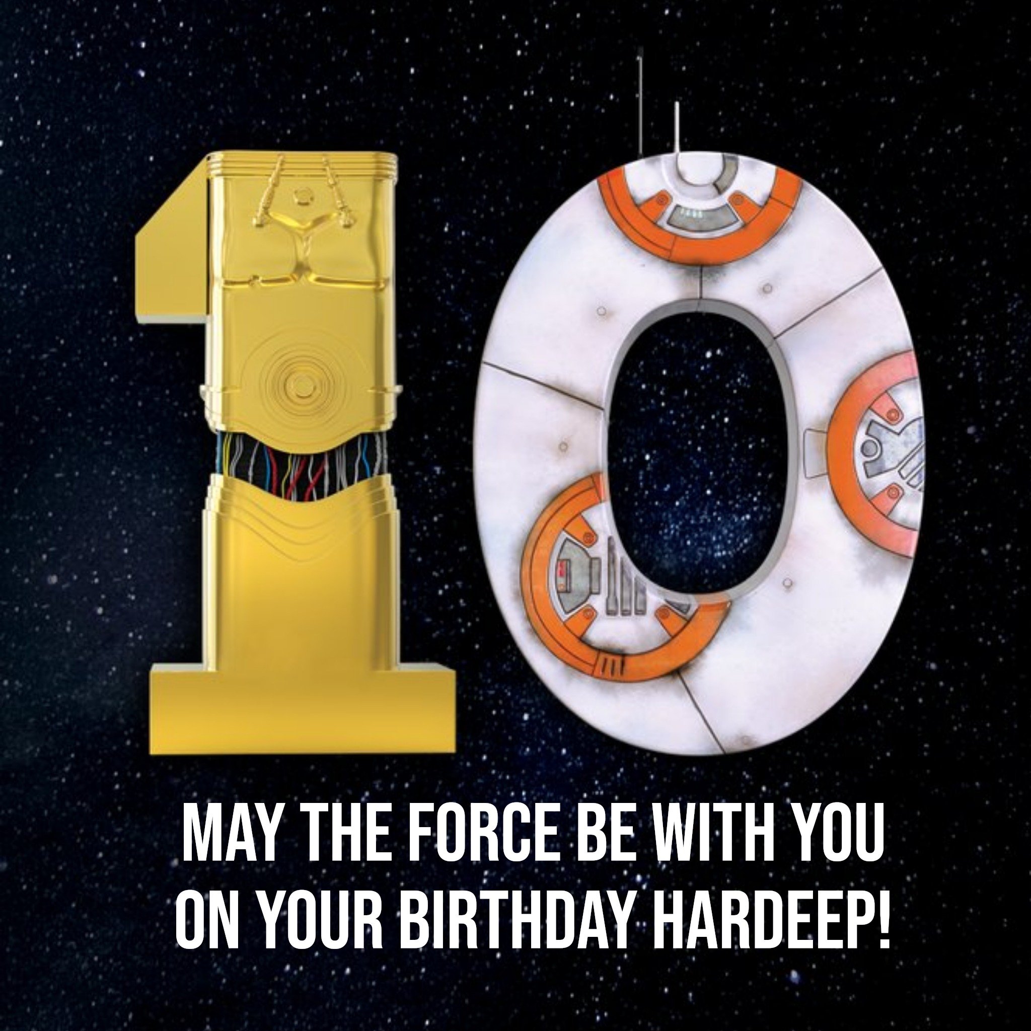 Disney Star Wars May the Force Be With You 10th Birthday Card, Large
