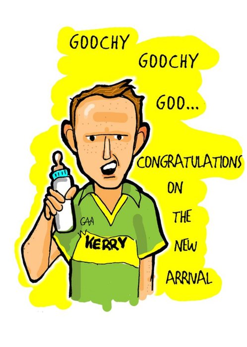 Karen Flanart Illustration Irish Footballer New Baby Funny Card