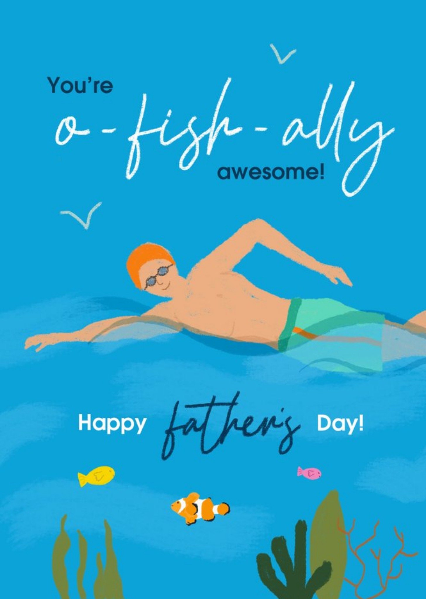 Chipper Sian Roberts Illustration Swimming Father's Day Australia Card Ecard