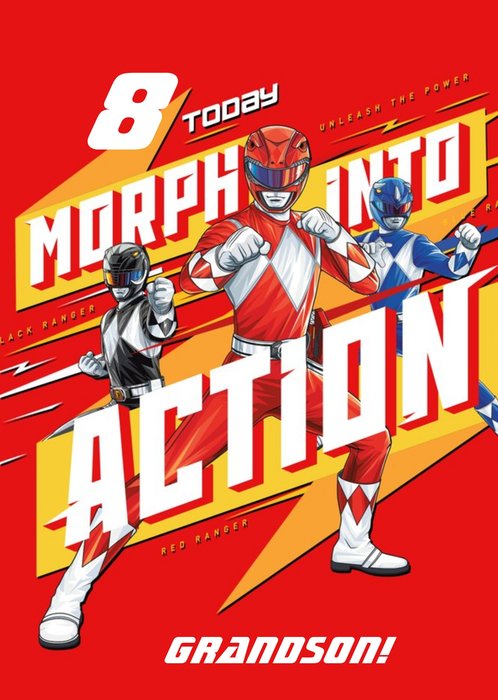 Power Rangers Morph Into Action 8 Today Birthday Card
